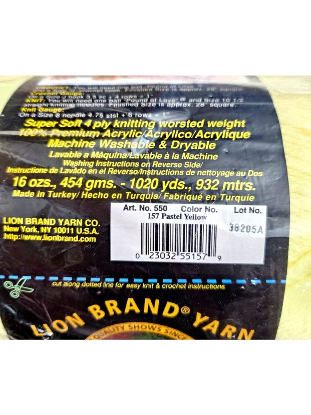 Lion Brand Pound Of Love Yarn Pack - Antique White & Pastel Yellow - 16 Oz Each - Picture 3 of 4